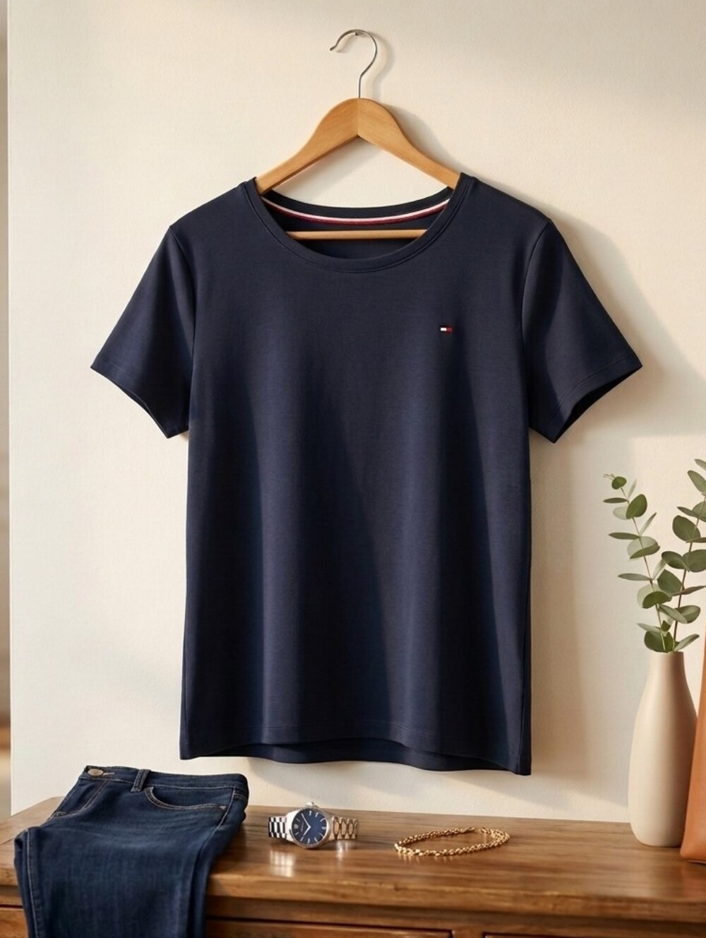 Tommy Hilfiger Basic Cotton Crewneck Favorite T-Shirt Navy Blue - XXL Like New